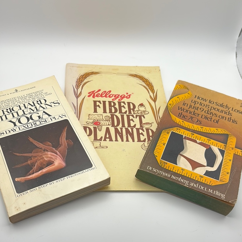 Vintage Health & Diet Book Set | 70s Yoga, Fiber Diet Planner, Wonder Weight Los